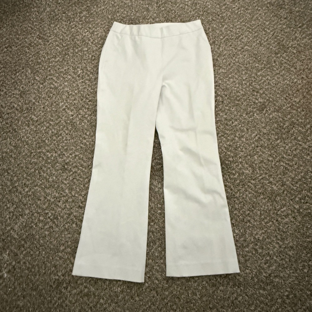 Spanx Womens Ivory Flare Leg Pull On Trousers Size M High Rise Stretch Pants